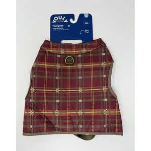 Youly Dog Jacket Coat Red Tan Plaid Size Medium‎ New